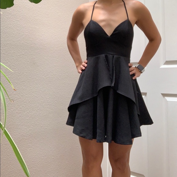 Black Peplum Layered Formal Dress - Picture 8 of 12